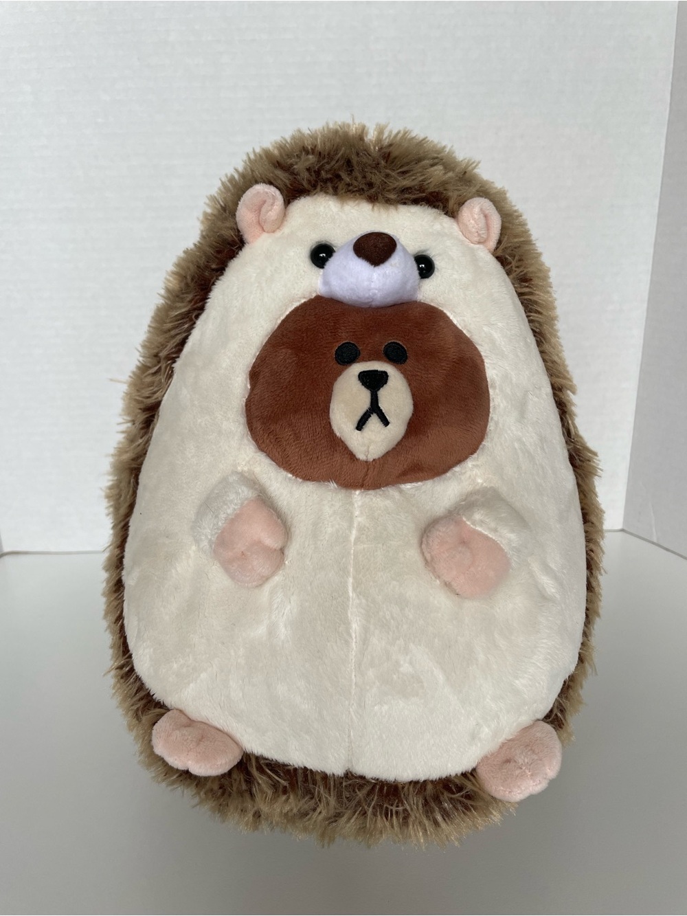 LINE FRIENDS Brown Bear Wannabe Hedgehog Medium Plush ~11"